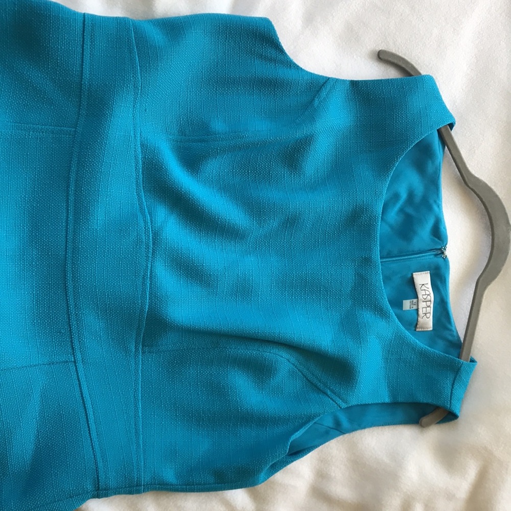 NWT kasper sheath dress turquoise tweed size 12
